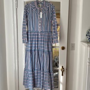 Daydress Blue and Light Pink Dot Dot Dash Dakota Dress w/Frill Collar